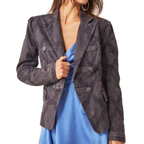 Free People | James Blazer Washed Black NEW Size S - Picture 6 of 9